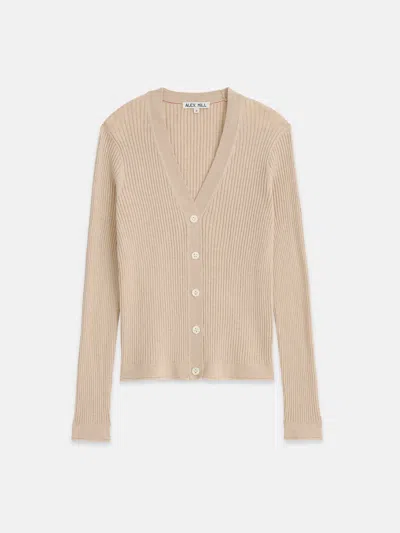 Alex Mill V-neck Ribbed Cardigan In Sand