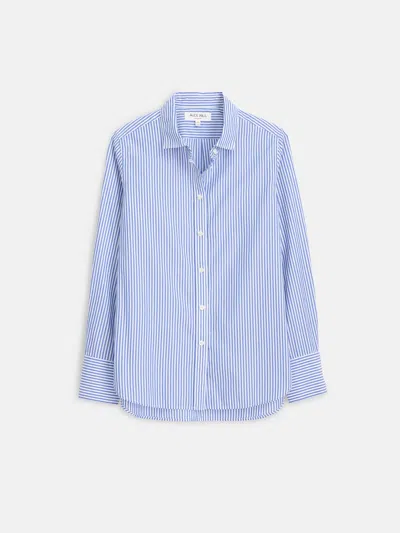 Alex Mill Val Shirt In Striped Poplin In Blue/white