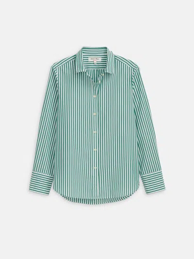 Alex Mill Val Shirt In Striped Poplin In Green/white