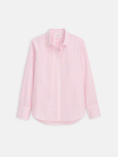 Alex Mill Val Shirt In Striped Poplin In Pink/white