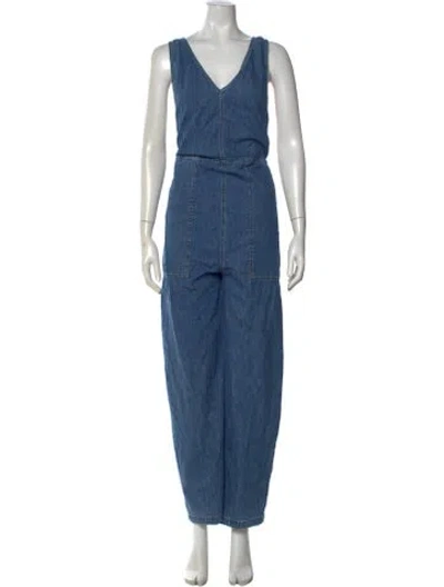 Pre-owned Alex Mill V-neck Jumpsuit In Blue