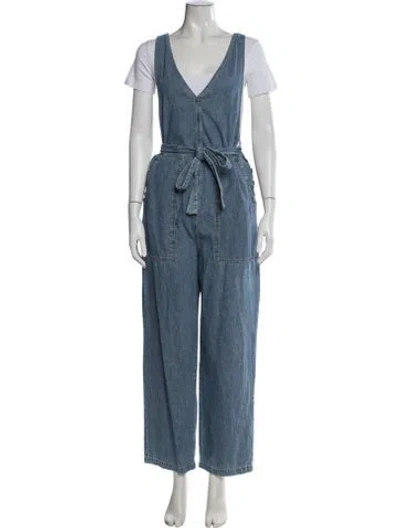 Pre-owned Alex Mill V-neck Jumpsuit In Blue