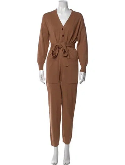 Pre-owned Alex Mill V-neck Jumpsuit In Brown