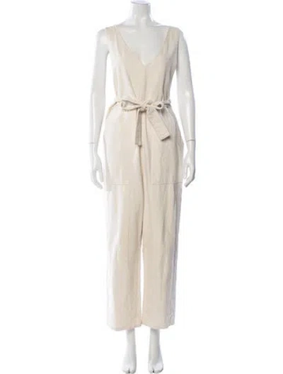 Pre-owned Alex Mill V-neck Jumpsuit In Neutral