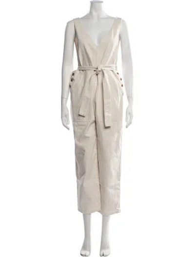 Pre-owned Alex Mill V-neck Jumpsuit In Neutrals