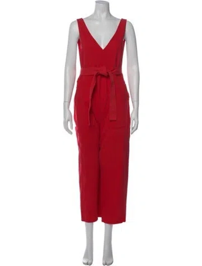 Pre-owned Alex Mill V-neck Jumpsuit In Red