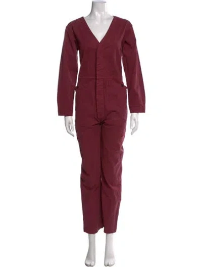 Pre-owned Alex Mill V-neck Jumpsuit In Red