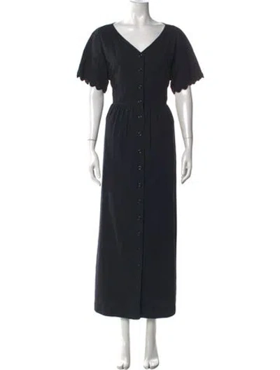 Pre-owned Alex Mill V-neck Long Dress In Blue