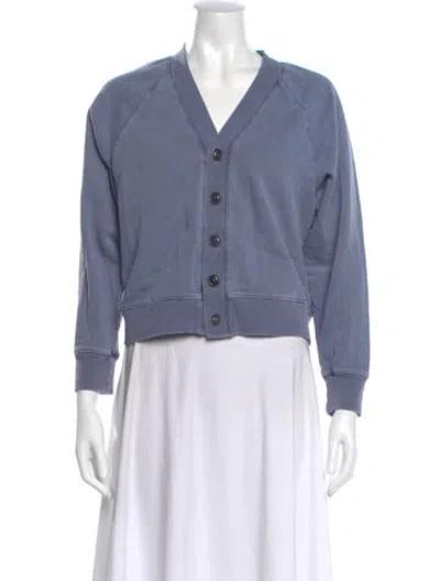 Pre-owned Alex Mill V-neck Long Sleeve Button-up Top In Blue