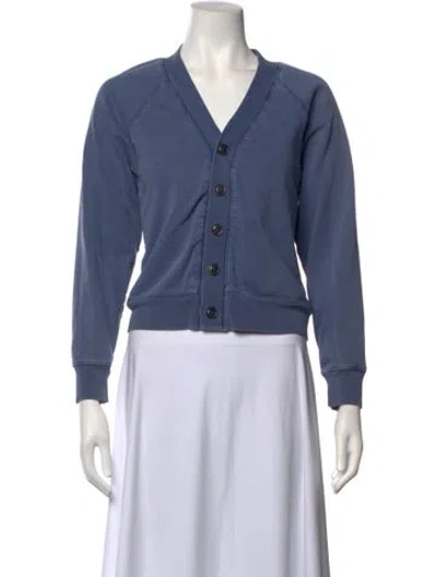 Pre-owned Alex Mill V-neck Long Sleeve Button-up Top In Blue