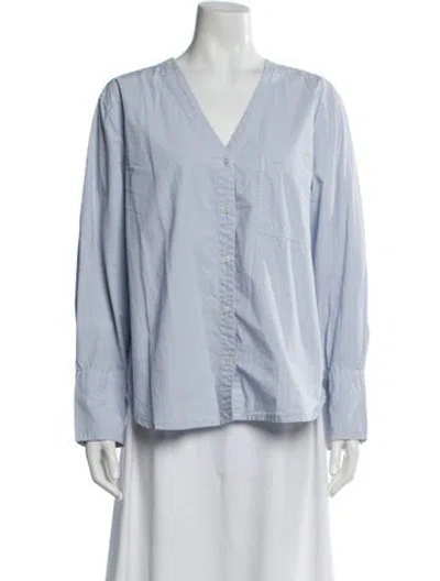Pre-owned Alex Mill V-neck Long Sleeve Button-up Top W/ Tags In Blue