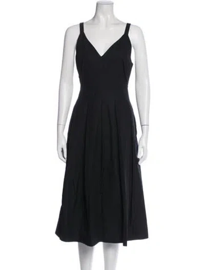 Pre-owned Alex Mill V-neck Midi Length Dress In Black