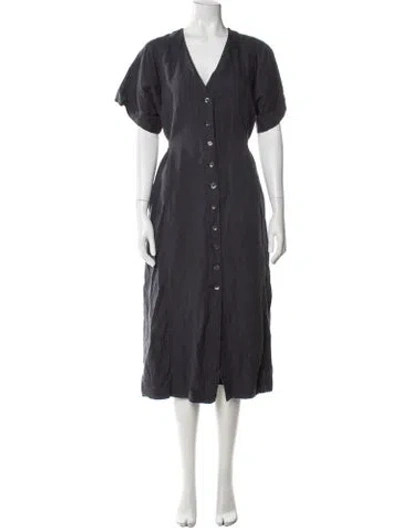 Pre-owned Alex Mill V-neck Midi Length Dress In Blue