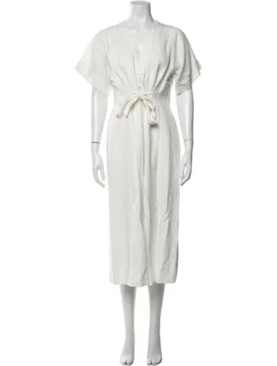Pre-owned Alex Mill V-neck Midi Length Dress W/ Tags In White