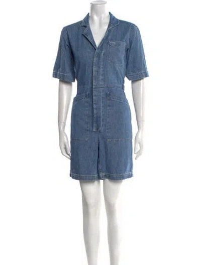 Pre-owned Alex Mill V-neck Romper In Blue
