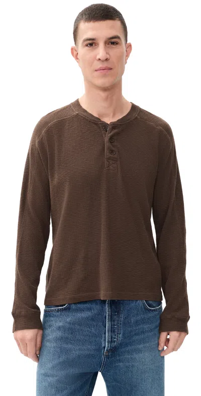 Alex Mill Waffle Henley Tee Roasted Bean In Brown
