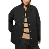 Alex Mill Wembley Quilted Bomber Jacket With Removable Faux Shearling Collar In Black
