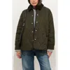 Alex Mill Wembley Quilted Bomber Jacket With Removable Faux Shearling Collar In Green