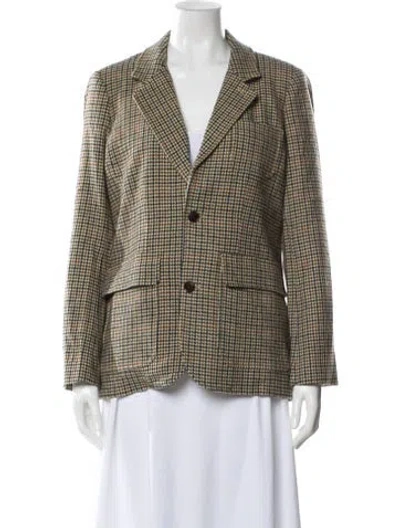 Pre-owned Alex Mill Wool Houndstooth Print Blazer In Blue