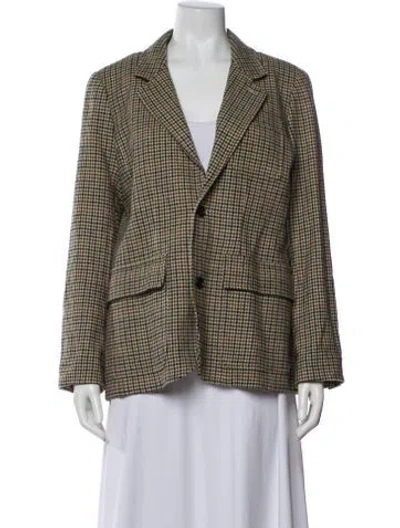 Pre-owned Alex Mill Wool Houndstooth Print Blazer In Neutral