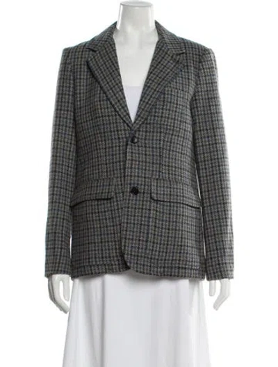 Pre-owned Alex Mill Wool Plaid Print Blazer In Gray