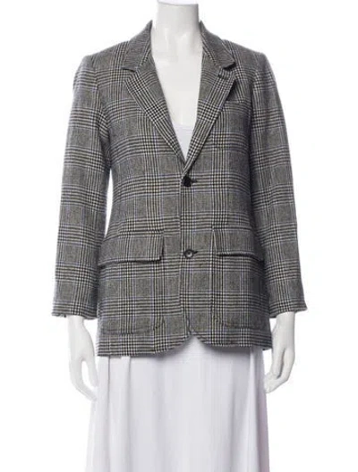 Pre-owned Alex Mill Wool Plaid Print Blazer In Grey