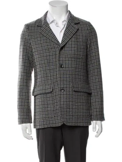 Pre-owned Alex Mill Wool Plaid Print Coat In Blue