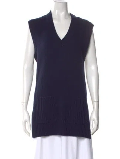 Pre-owned Alex Mill Wool V-neck Sweater In Blue