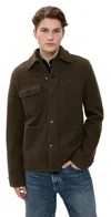 Alex Mill Work Jacket In Boiled Wool Heather Olive In Green