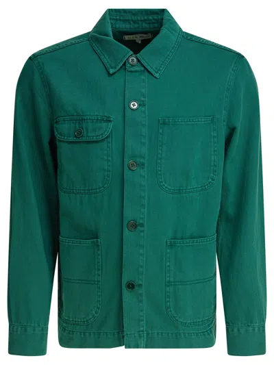 Alex Mill Garment Dyed Work Jacket In Recycled Denim In Green