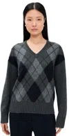 Alex Mill Yasmine V-neck Sweater In Wool Cotton Blend Storm Grey Multi In Multi