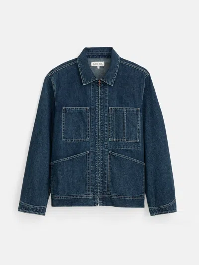 Alex Mill Zip Work Jacket In Lightweight Japanese Denim In Blue