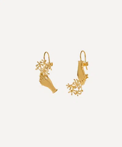 Alex Monroe 22ct Gold-plated Asymmetric Gift Of Flowers Bouquet Drop Earrings