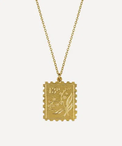 Alex Monroe 22ct Gold-plated Floral Stamp Pendant Necklace
