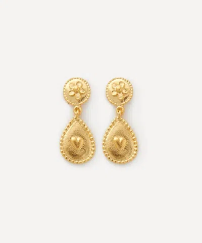 Alex Monroe 22ct Gold-plated Love Of Nature Heart And Flower Drop Earrings