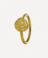 Alex Monroe 22ct Gold-plated Mudlarked Anchor Token Stacker Ring In Gold