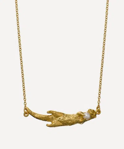 Alex Monroe 22ct Gold-plated Otter & Pearl Inline Necklace