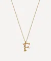 Alex Monroe Gold-plated Floral Letter F Alphabet Necklace In Gold