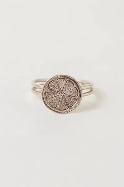 Alex Monroe Lemon Slice Double Band Ring In Silver In Orange