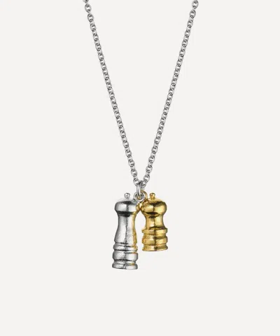 Alex Monroe Mixed Metal Salt And Pepper Mills Pendant Necklace