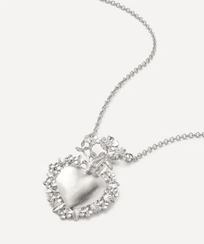 Alex Monroe Sterling Silver Floral Sacred Heart Pendant Necklace