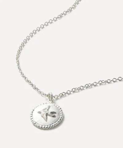 Alex Monroe Sterling Silver Gratitude For Nature Swallow Disc Pendant Necklace