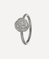 Alex Monroe Sterling Silver Mudlarked Anchor Token Stacker Ring In Silver