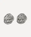 Alex Monroe Sterling Silver Mudlarked Anchor Token Stud Earrings In Silver