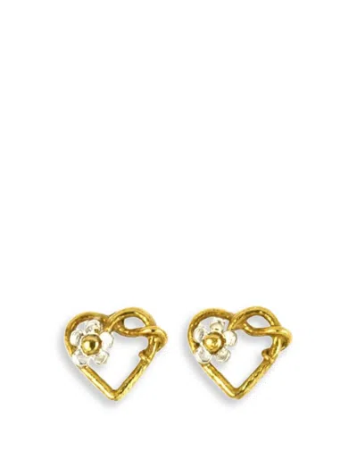 Alex Monroe Women's Posy Heart Earrings Multi In Gold