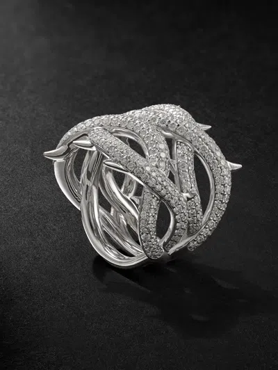 Alex Moss New York Crown Of Thornes 14-karat White Gold Diamond Ring In Silver