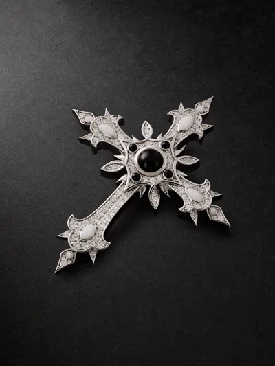 Alex Moss New York Heir Cross 14-karat White Gold, Diamond And Onyx Pendant