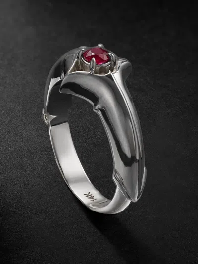 Alex Moss New York Saber 14-karat White Gold Ruby Ring In Red