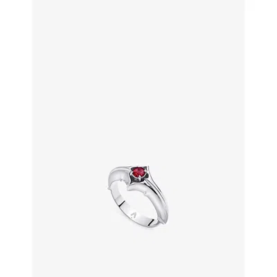 Alex Moss Saber 14ct White Gold And 0.20ct Ruby Ring In Metallic