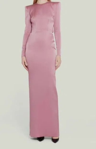 Pre-owned Alex Perry $2600  Women's Pink Strong-shoulder Open-back Gown Dress Size 14